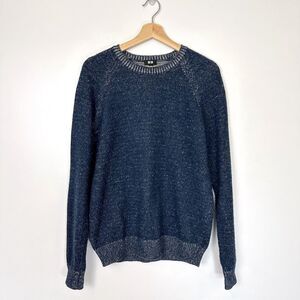 UNIQLO Men's HeatTech Pullover Knit Sweater Sz Medium Blue Wool Blend Crewneck